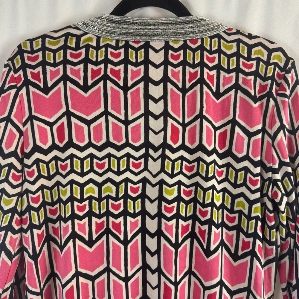 Tory Burch Women's 100% Silk Knit Tunic Top Multi Color Beaded Color Sz:M